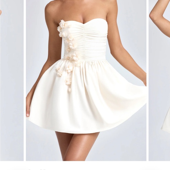 Oh Polly Bandeau Floral-Appliqué Corset Mini Dress Cream White Ivory 0 (XS) - Picture 15 of 16